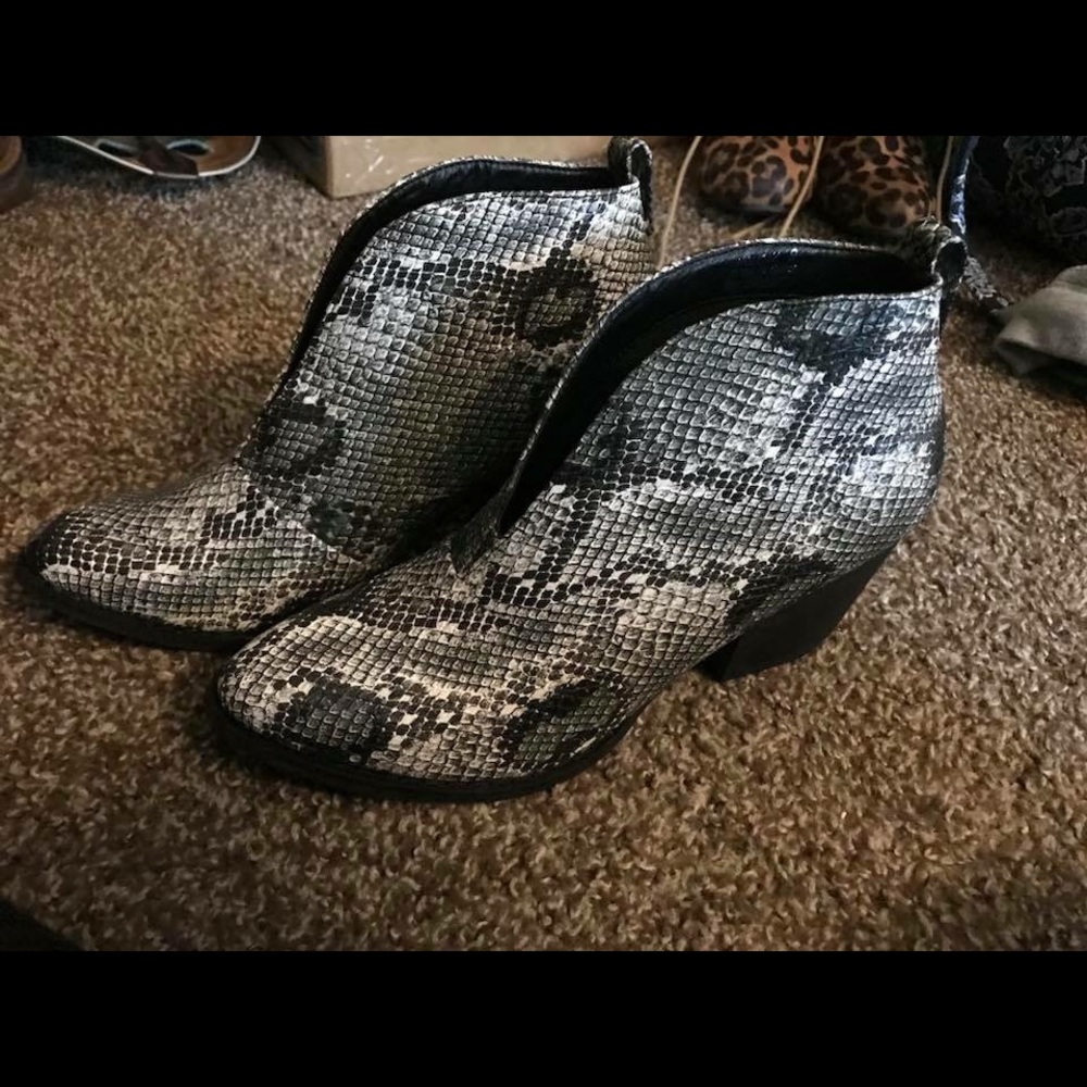 Snakeskin “Deep V” Booties